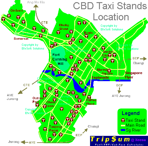 Move your mouse to the taxistand logo to show its location and details.